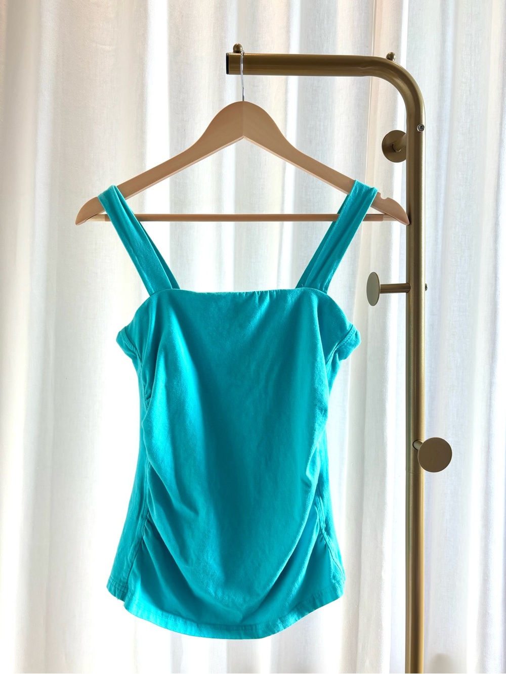 Teal Rouched Square Neck Tank Top Size M